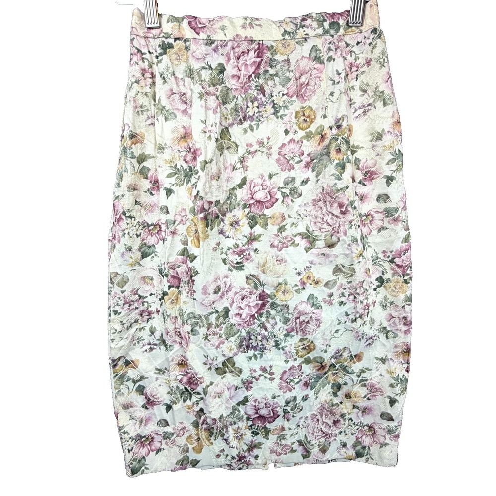 Scott McClintock Floral Pencil Skirt in Cream, Pink, Green